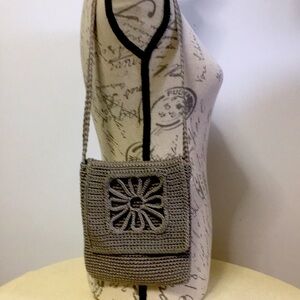 Vintage Crochet Cotton Mini Bag Purse in Mocha Mousse